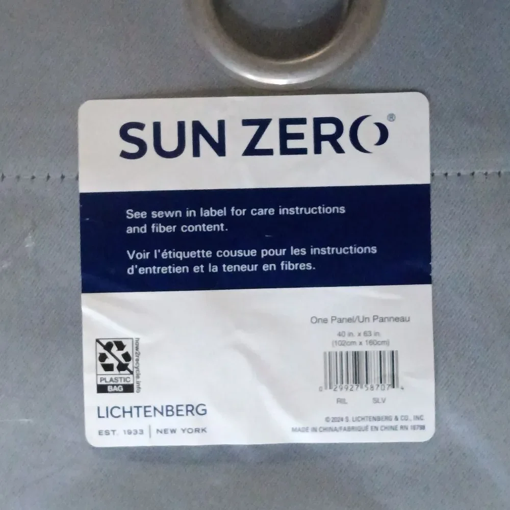Sun Zero Silver Gray Grommet Curtain Panel 40